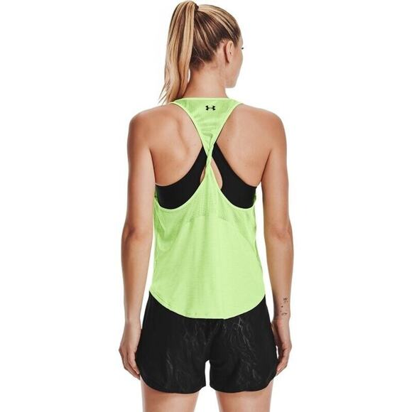Under Armour Tech Vent Tank Women Large Lime Twist Racerback Lightweight Stretch - Picture 2 of 14
